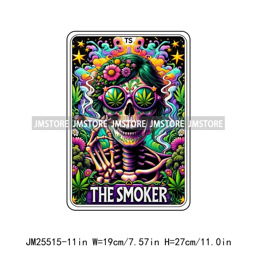 New Drama Queen Teacher Reader Smoker Flower Skull Humor Gothic Tarot Card DTF Iron On Heat Press Transfer Stickers For Clothing