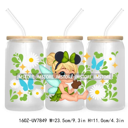 Cartoon Baby Princess Best Friends 16OZ UV DTF Cup Wrap Transfers Stickers For Libbey Glass Can Cups Tumbler Waterproof Labels