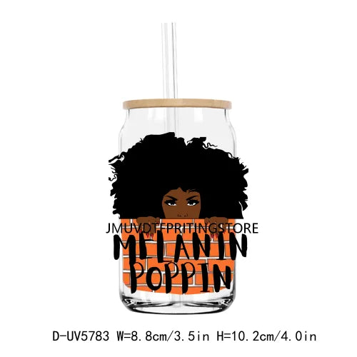 Hustle African American Women Man UV DTF Transfer Stickers Decal For Libbey Cold Cups Mug Tumbler Waterproof DIY Logo Black Lady