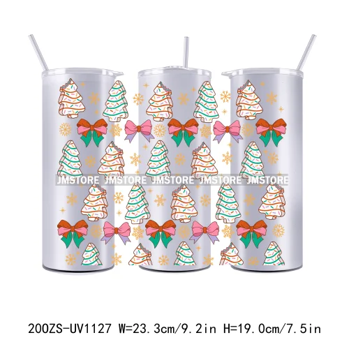 Christmas Gingerbread Reindeer 20OZ Tumbler Wraps Ready To Ship UV DTF Transfer Stickers Waterproof Prints For Skinny Tumbler