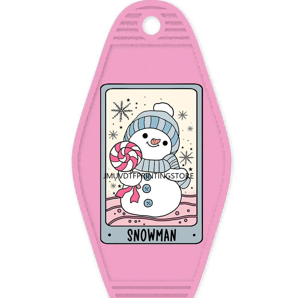 Howdy Christmas High Quality WaterProof UV DTF Sticker For Motel Hotel Keychain Making Spirits Bright Snowman