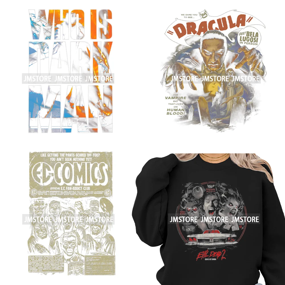 Cool Halftone Horror Killer Characters Scary Halloween Vibes Iron on DTF Washable Transfers Stickers Ready to Press for Clothes