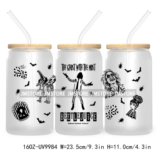 Friends Horror Characters 16OZ UV Cup Wrap DTF Transfer Stickers For Libbey Glass Can Cups Tumbler Happy Horror Movie Killers