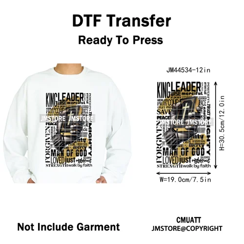 Bible Inspirational Quotes Black Prayer Men of God Religious Iron on Washable DTF Transfers Stickers Ready to Press for Textiles