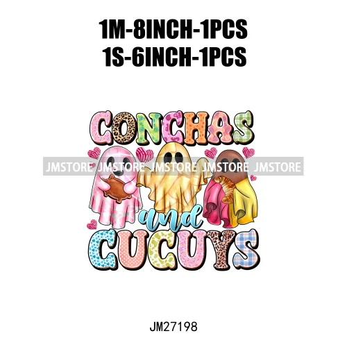 Spanish Espooky Vibes Latina Pantasmas Mexican Halloween Conchas Cucuys Aqui Espantan DTF Iron On Transfers Stickers For Hoodies