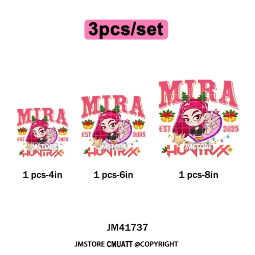 Cute Santa Kpop Inspired Movie Character Merry Christmas Holly Iron on DTF Washable Transfer Stickers Ready to Press for Textile