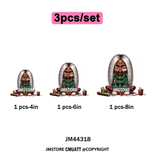 Christmas Stank Face Black Woman Attitude Moody Queen Iron on Washable DTF Heat Transfers Stickers Ready to Press for Clothing