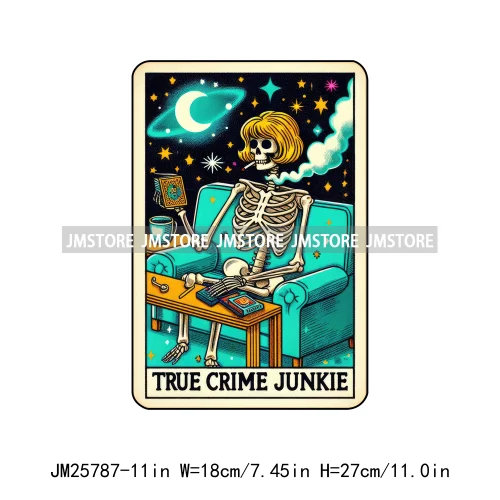 Colorful Plant Lady Stoner Skeleton Funny Drama Queen Mood Nurse Tarot Card DTF Iron On Heat Press Transfer Stickers For Clothes