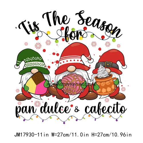 Sweet Latin Christmas Is Pan Dulce Plastisol Patch Iron On Tis The Season For Tamalce Cafecito DTF Transfer Sticker For Clothes