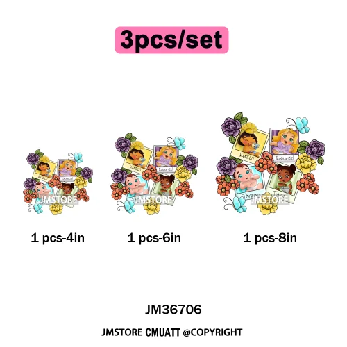 Trendy Flower Cat Bee Animal Lover Cute Princess Designs Iron on DTF Washable Transfers Stickers Ready to Press for T-shirts