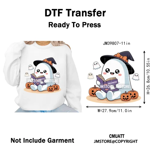 Spooky Coffee Lover Halloween Coquette Pumpkins Witches Ghost Iron on DTF Washable Transfers Stickers Ready to Press for Clothes