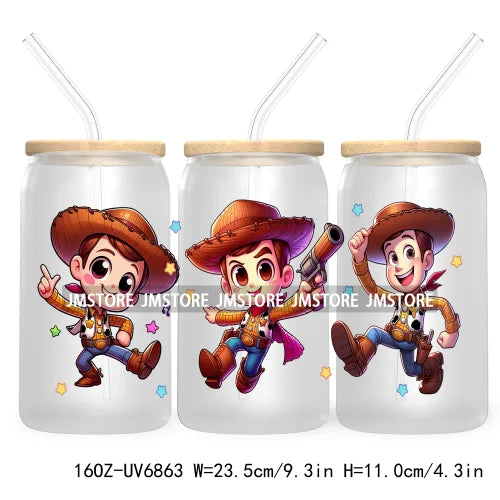 Cartoon Mouse Princess Friends 16OZ UV DTF Cup Wrap Transfers Stickers For Libbey Glass Can Cups Tumbler Waterproof Craft