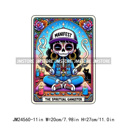 Funny Mexican Evil Eye Chismosa La Chigona Latina Skeleton Tarot Card Logos Iron On DTF Heat Press Transfer Stickers For Clothes