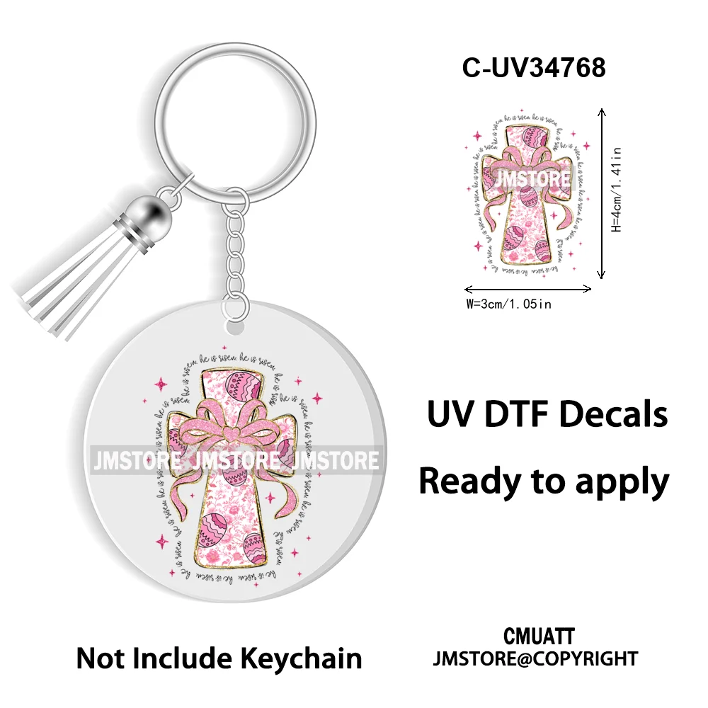 The Lord Is My Shepherd Christian Religious Easter Bible Verse Faith UV DTF Stickers For Round Circle Acrylic Keychain Keyring