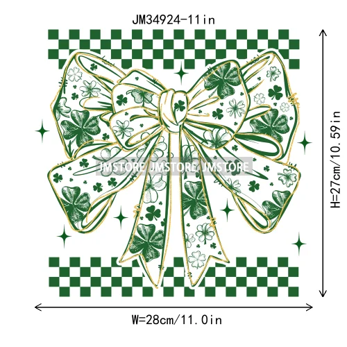 Feeling Lucky Vibes Coquette Shamrock Irish St Patrick's Day Iron On DTF Heat Transfers Stickers Ready To Press For T-shirts Bags