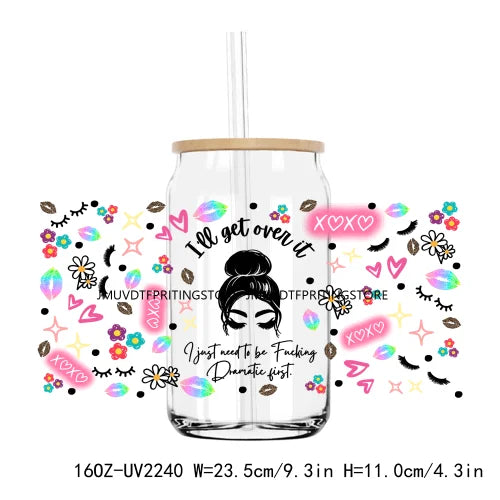 Fashion Nail Women UV DTF Sticker For 16OZ Libbey Glass Cup Can Wrap Transfer Sticker Custom Labels DIY Logo Makeup Girls Life