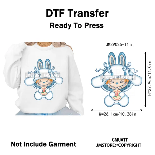 New Cartoon Doll Character With Mexican Food Iron on DTF Washable Heat Transfers Stickers Ready to Press for Textile Bags