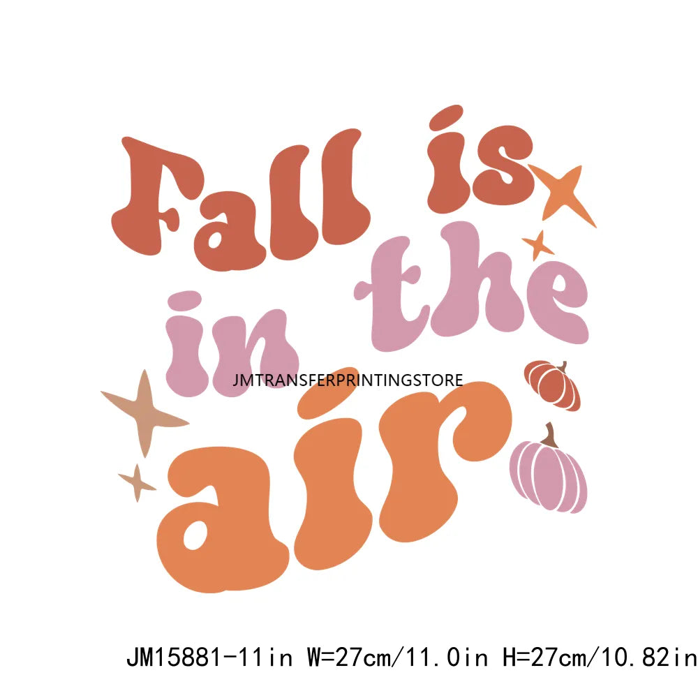 Hello Pumpkin Sweaters Bonfires DIY Logos Fall In The Air Autumn Vibes Iron On DTF Transfer Decals Ready To Press For T-Shirts