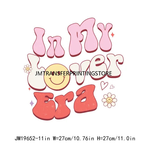 Retro Happy Valentine Cupid Vibes Iron On Stickers DTF Transfers Ready To Press For Coat Jeans Bag Pillow