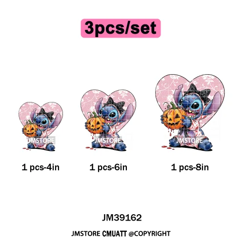 Happy Halloween Cartoon Movie Character Pumpkin Spooky Vibes Iron on DTF Washable Transfers Stickers Ready to Press for Clothing