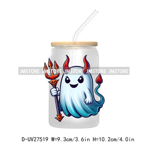 Cute Ghost Stay Spooky Halloween Pumpkin UV DTF Transfer Stickers Decals For Libbey Cold Cups Mugs Tumbler Waterproof Craft Boo