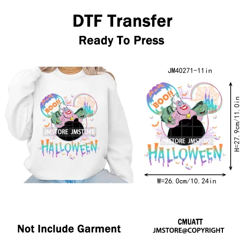 Waiting For Halloween Coquette Bad Girls Friends Wicty Logos Iron on DTF Washable Transfers Stickers Ready to Press for Clothing