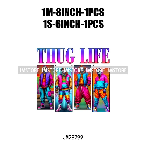 Cool Thug Life Horror Character Friends Scary Halloween Vibes Iron On DTF Transfer Stickers Ready To Press For Sweatshirt Bags