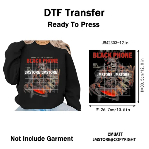 Funny Halftone Movie Series Killer Halloween Spooky Season Iron on DTF Washable Transfers Stickers Ready to Press for T-shirts
