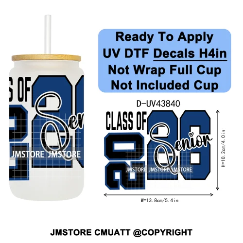 Graduation Crew 2026 Senior UV DTF Transfer Stickers Decals Ready To Apply Good Quality Prints For Libbey Cold Cup Mug Bottle