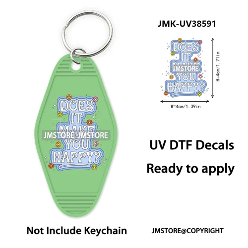 Positive Quotes Books Coffee Lover Girly UV DTF Motel Keychain Decal Ready To Ship Transfer Stickers Prints For Hotel Keychain