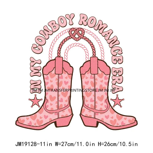 Retro Distressed Western Cowboy Horse Boot Scootin Valentines Day Howday Honey Couple Iron On DTF Transfer Stickers For Clothing