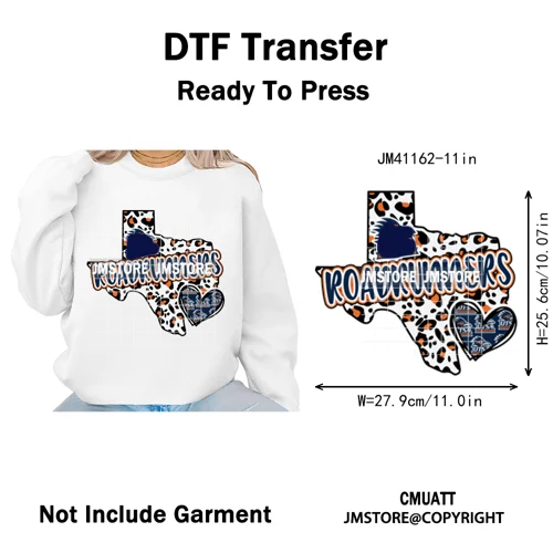 Faux Glitter Leopard Game Day American Football Sport Coquette Iron on Washable DTF Transfer Stickers Ready to Press for Clothes