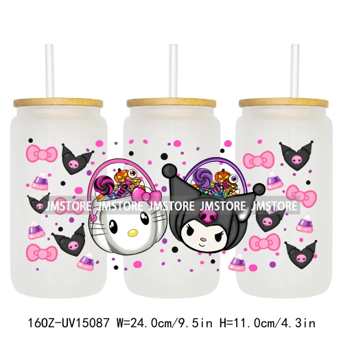 Fashion Princess Monster Doll 16OZ UV DTF Cup Wraps Ready To Apply Waterproof Transfer Stickers For Libbey Glass Can Tumbler