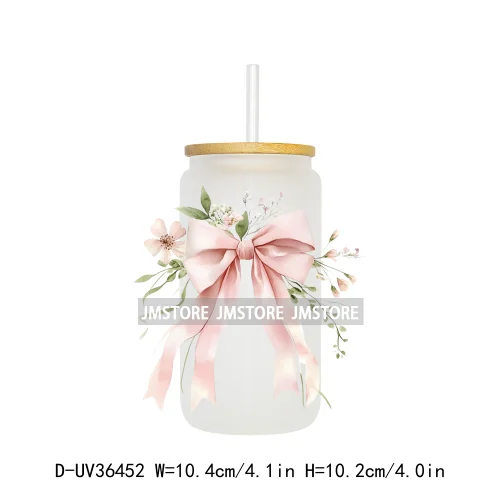 Colorful Bow Ribbon Bridal Birthday UV Sticker Decals For Libbey Cold Cups Mugs Tumbler Transfer Stickers Waterproof DIY Prints