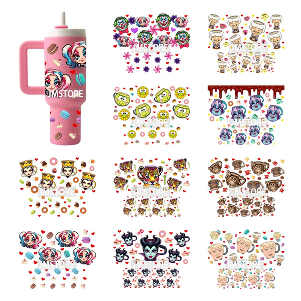 Wholesale Bulk Cartoon UV DTF Wraps Ready To Apply Transfer Stickers Waterproof For Mini Tumbler Keychain