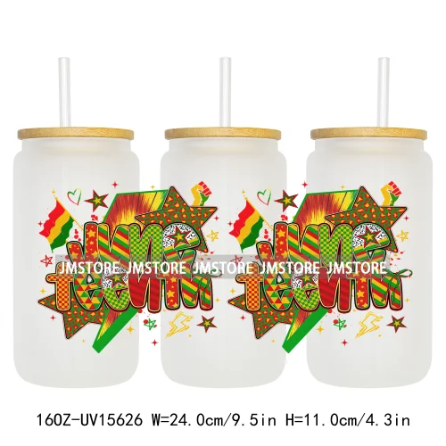 Juneteenth Vibes Sneaker And Heel Afro Woman 16OZ UV DTF Cup Wraps Ready To Apply Transfer Stickers For Libbey Glass Can Tumbler
