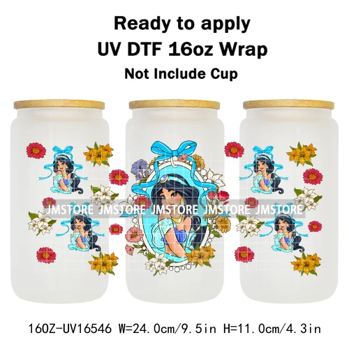 Magical Mirror Princess Coquette Bow 16OZ UV DTF Cup Wraps Ready To Apply Waterproof Transfer Stickers For Libbey Glass Can Mugs