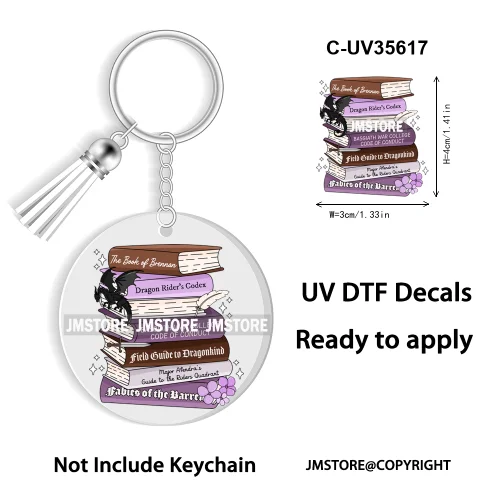 Spicy Books Positive Quotes Romance Book Club WaterProof Logo Ready To Apply UV DTF Stickers For Round Circle Keychain Keyring
