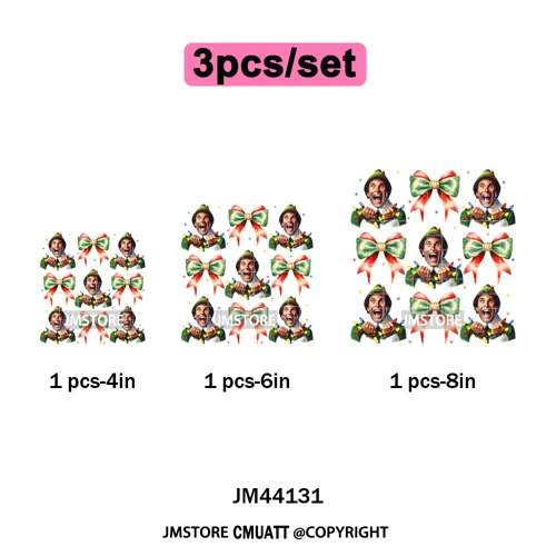 Funny Christmas Movie Quotes Cartoon Characters Santa Iron on Washable DTF Heat Transfer Stickers Ready to Press for Sweatshirts