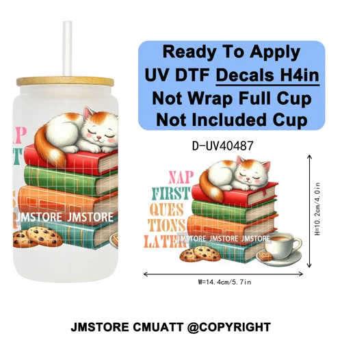 Funny Animal Quotes Sarcastic Dogs UV DTF Transfer Stickers Decals Ready To Apply Waterproof For 16OZ Libbey Glass Can Tumbler