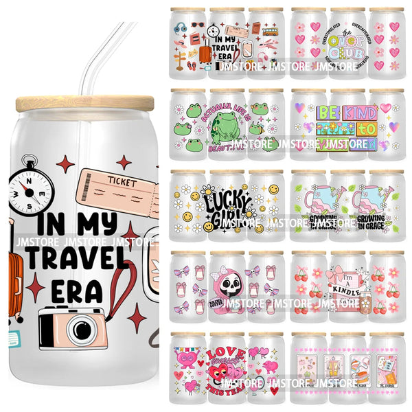 In My Travel Era 16OZ UV DTF Cup Wrap Transfer Sticker Custom Label Durable Waterproof Logo For Libbey Glass Can Positive Quotes