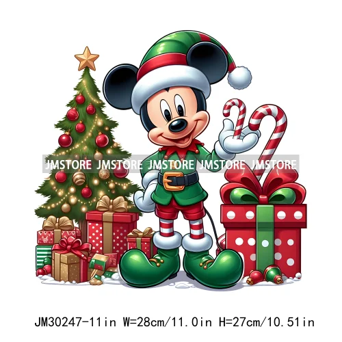 Christmas Cartoon Animal Characters Snow Holiday Santa Tree Gifts Iron On DTF Transfers Stickers Ready To Press For Sweatshirts