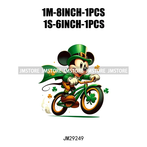 Cute Cartoon Character St Patrick's Irish Day Shamrock Lucky Vibes Iron On DTF Transfers Stickers Ready To Press For Hoodies