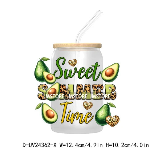 Sweet Summer Time UV DTF Transfer Sticker Decals For Libbey Glass Cold Cups Mugs Tumbler Custom Waterproof DIY Labels Watermelon