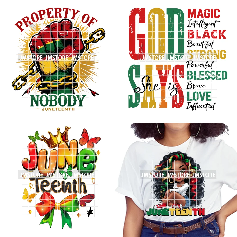Celebrate Afro Dope Woman Juneteenth Since 1865 Freedom Power Vibes Independence Day Iron on  DTF Transfer Stickers For T-shirts