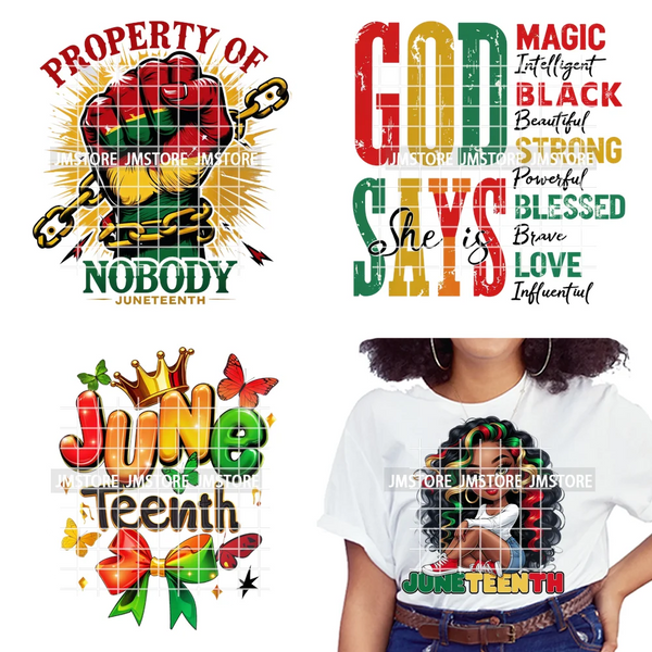 Celebrate Afro Dope Woman Juneteenth Since 1865 Freedom Power Vibes Independence Day Iron on  DTF Transfer Stickers For T-shirts