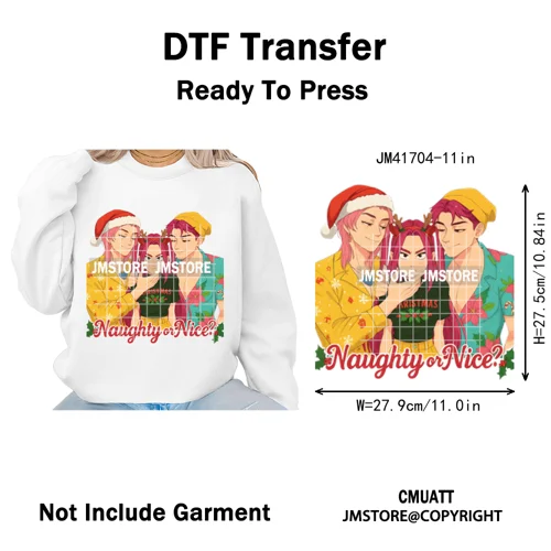 Holly Stars Gifts Happy Kpop Christmas Vibes Winter Holiday Iron on DTF Washable Transfers Stickers Ready to Press for Hoodies