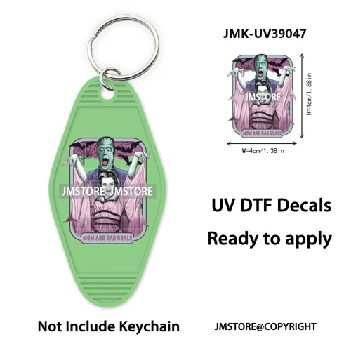 Halloween Horror Killer Energy Drink UV DTF Motel Keychain Decal Ready To Ship Durable Transfer Stickers Logo For Hotel Keychain