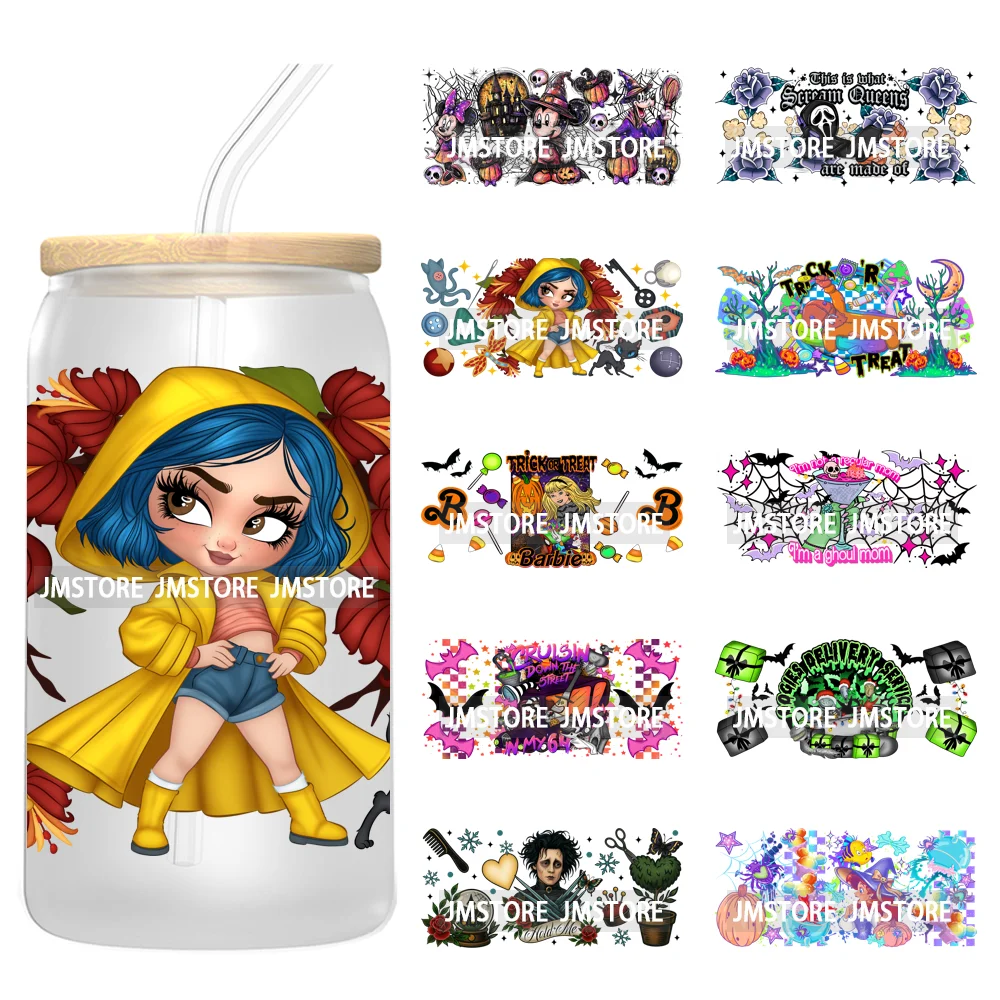 Witchy Princess Halloween Trick Or Treat 16OZ UV DTF Cup Wraps Ready To Apply Waterproof Transfer Stickers For Libbey Glass Can