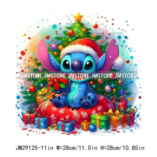 Cartoon Animal Character Merry Christmas Holiday Season Iron On DTF Transfer Stickers Logos Ready To Press For Hoodies